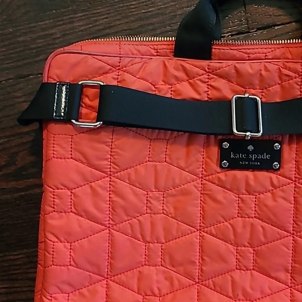Kate Spade Red Black Quilted Padded Latop Carrier Shoulder Bag School College